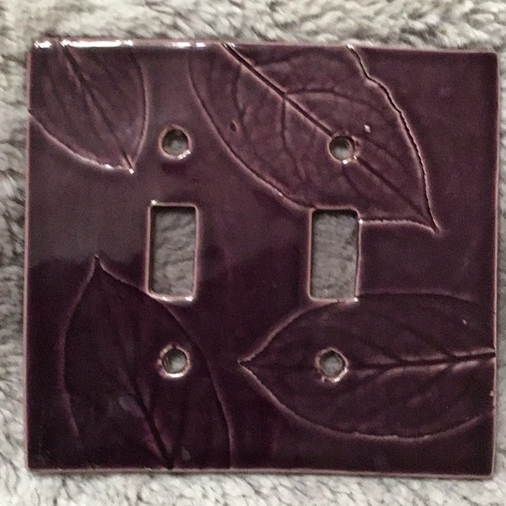 Handmade Botanical Ceramic Double Switchplate with screws